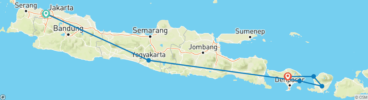 Foto van een kaart met de route van de rondreis