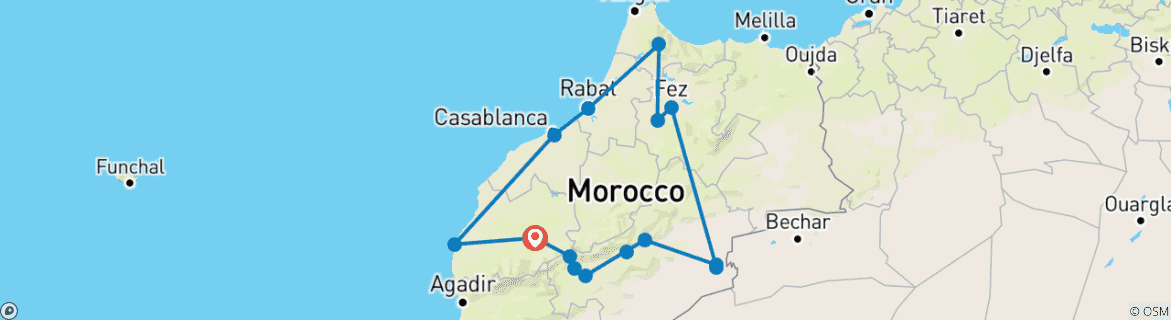 Image d'une carte montrant l'itinéraire du circuit