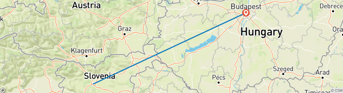 Map of 7 Day Ljubljana And Budapest By Train