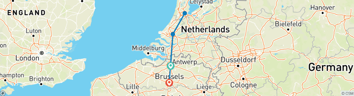 Image d'une carte montrant l'itinéraire du circuit