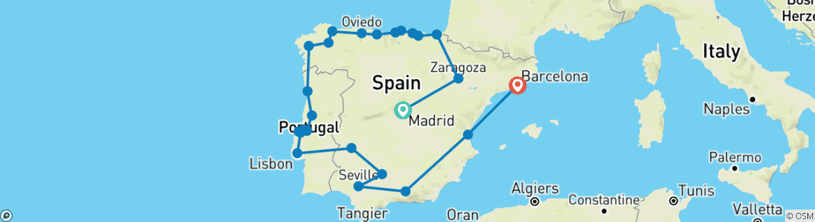 Mapa de Iberia Abarcada - 22 días