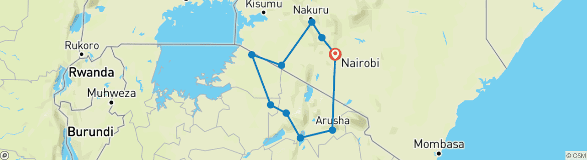 Image d'une carte montrant l'itinéraire du circuit