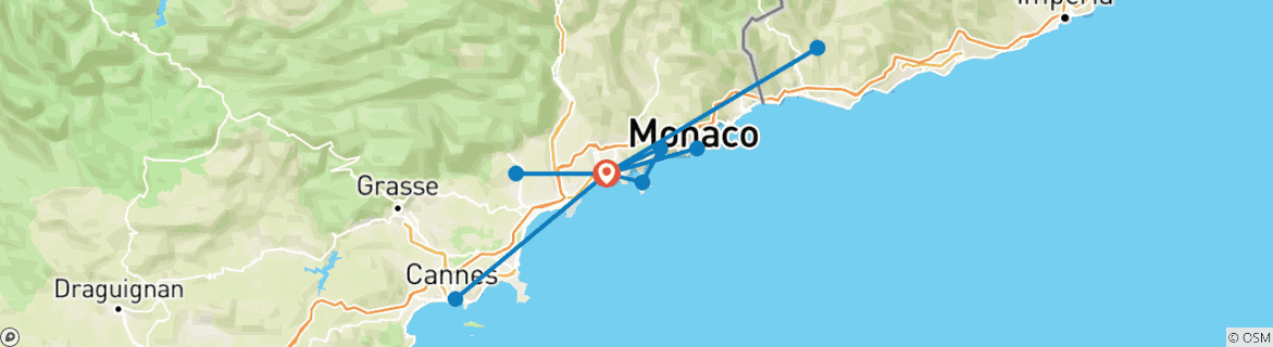 Image d'une carte montrant l'itinéraire du circuit