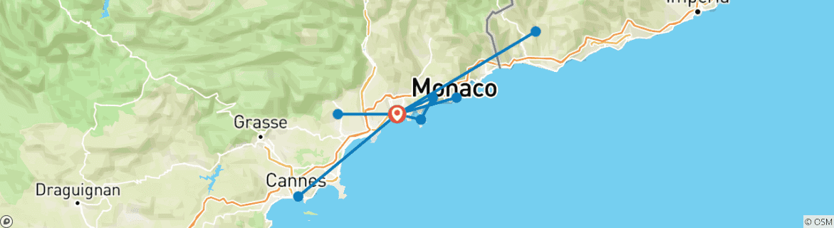 Carte du circuit Pleins feux sur la Côte d'Azur (2026)