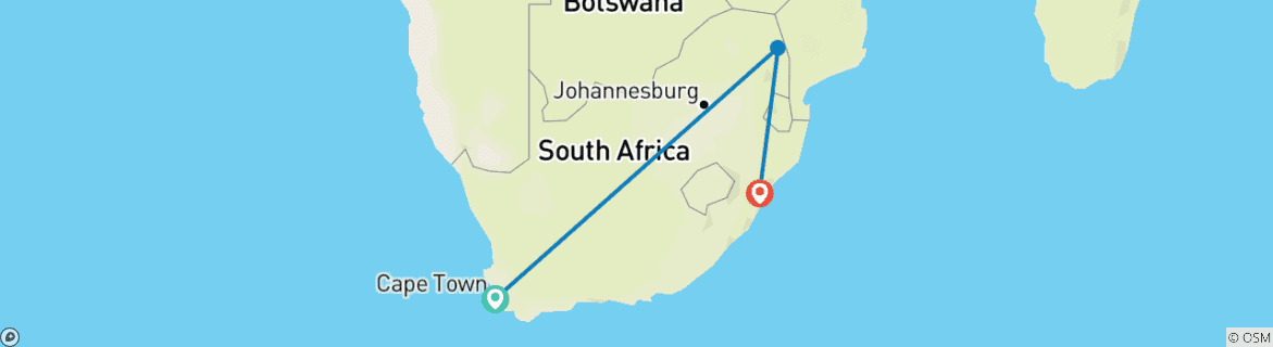 Foto van een kaart met de route van de rondreis