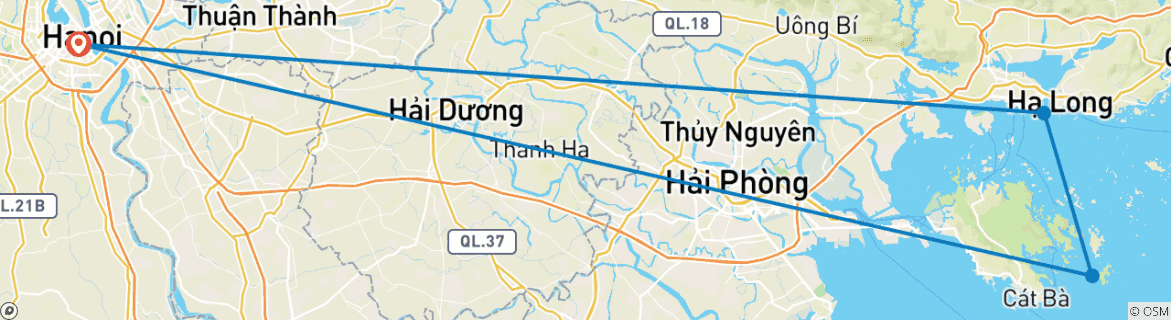 Karte mit der Reiseroute