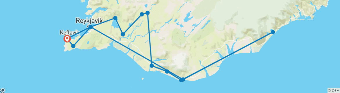 Carte du circuit Circuit en minibus de 7 jours en Islande