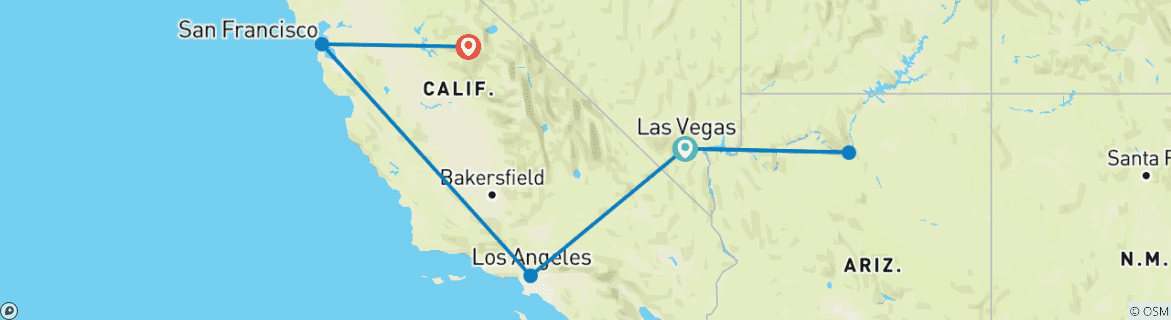 Image d'une carte montrant l'itinéraire du circuit