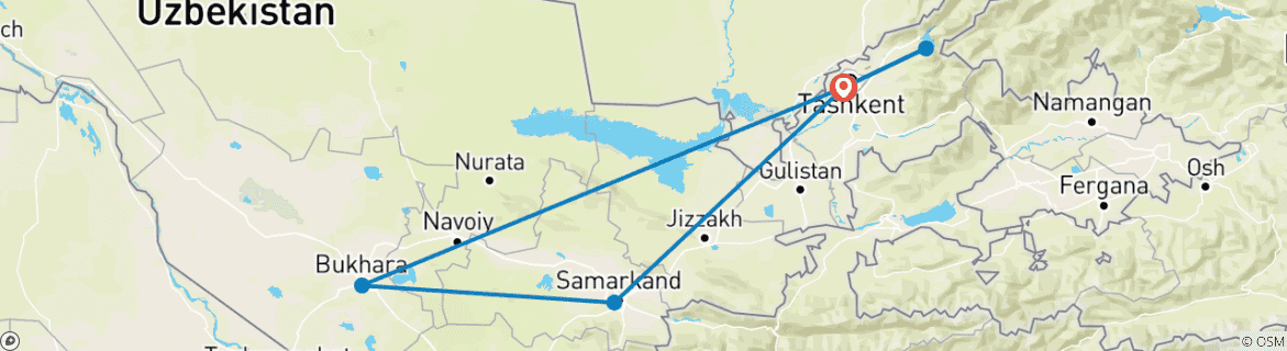 Image d'une carte montrant l'itinéraire du circuit