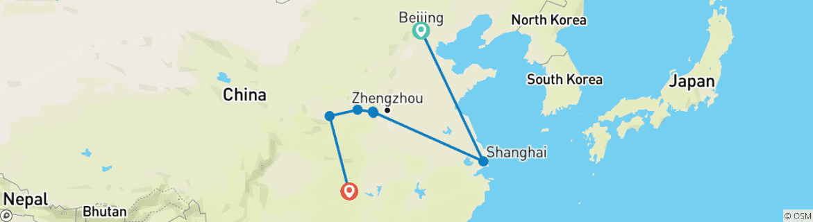 Foto van een kaart met de route van de rondreis