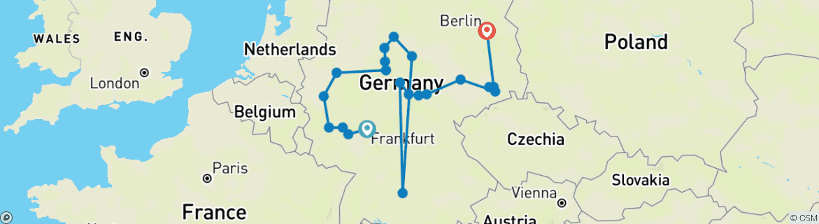 Image d'une carte montrant l'itinéraire du circuit
