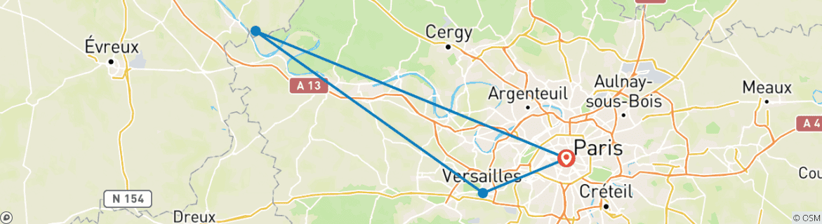 Image d'une carte montrant l'itinéraire du circuit