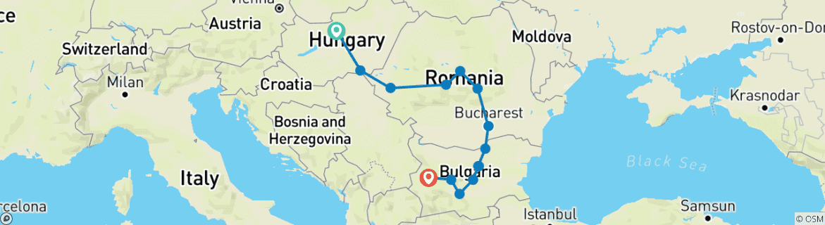 Image d'une carte montrant l'itinéraire du circuit