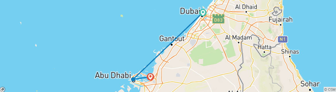 Image d'une carte montrant l'itinéraire du circuit