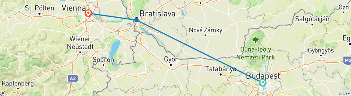 Image d'une carte montrant l'itinéraire du circuit