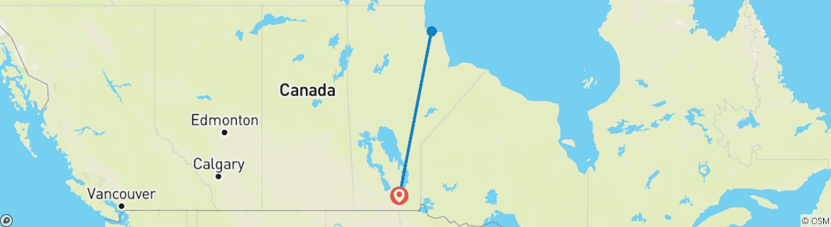 Carte du circuit Aurores boréales et nuits d'hiver à Churchill (Manitoba)