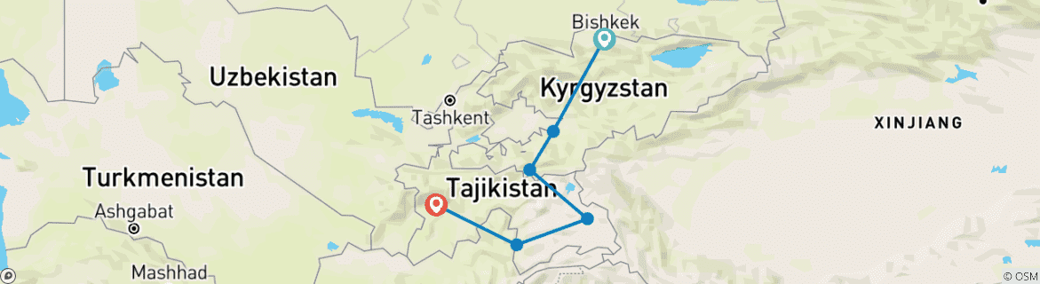 Map of Pamir Highway 2