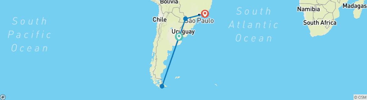 Image d'une carte montrant l'itinéraire du circuit