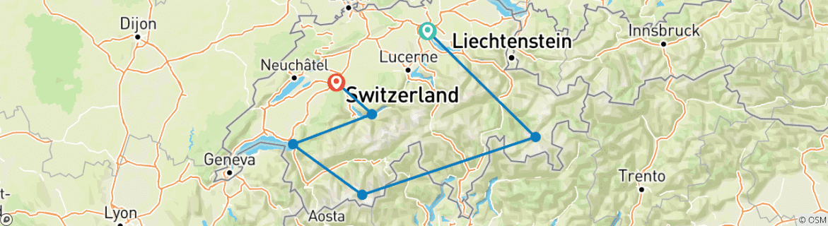 Map of Definitive Switzerland Private Tour