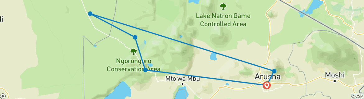 Foto van een kaart met de route van de rondreis