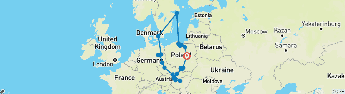 Kaart van Fantastisch Polen, Scandinavië en Oost-Europa