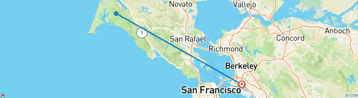 Carte du circuit Randonnée au Point Reyes National Seashore