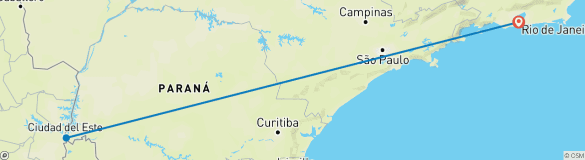 Carte du circuit Circuit de 3 jours aux chutes d'Iguazu avec billet d'avion au départ de Rio de Janeiro