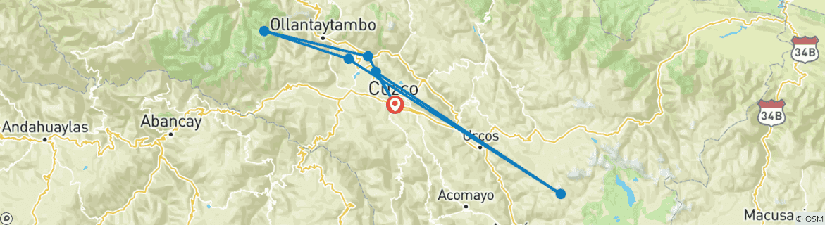 Image d'une carte montrant l'itinéraire du circuit