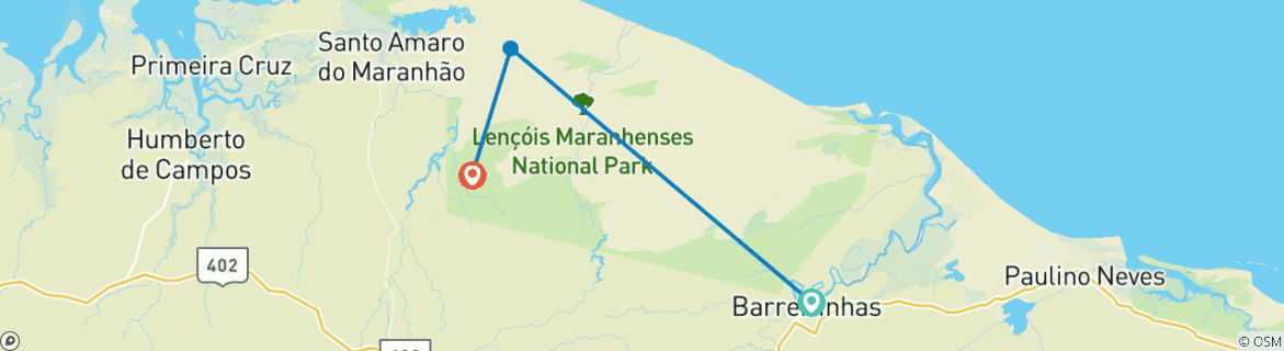 Karte mit der Reiseroute