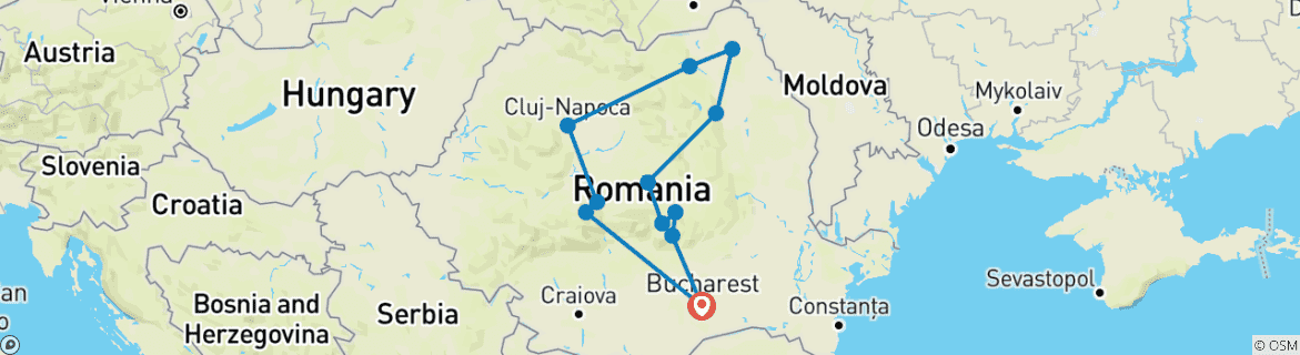 Carte du circuit Découvrez la Roumanie - Solo Ladies Tour