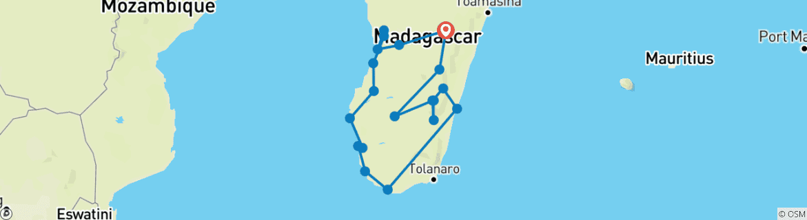 Foto van een kaart met de route van de rondreis