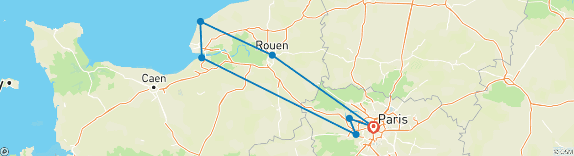 Karte mit der Reiseroute