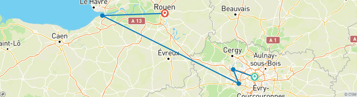 Foto van een kaart met de route van de rondreis