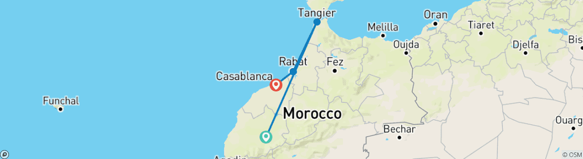 Karte mit der Reiseroute