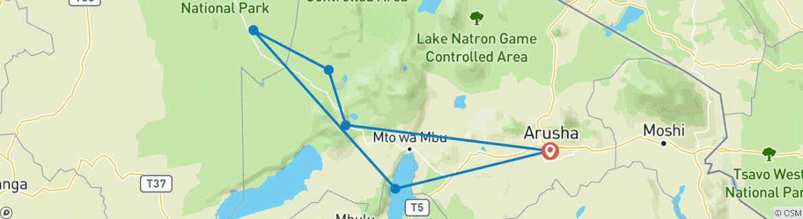 Image d'une carte montrant l'itinéraire du circuit