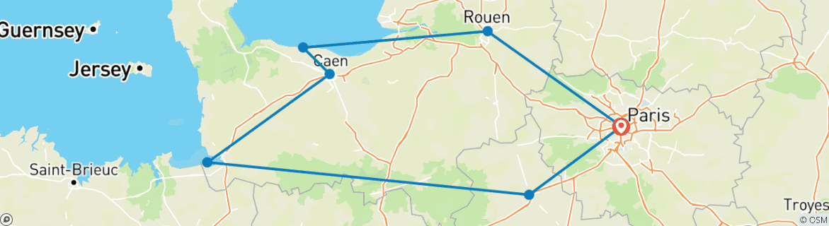 Carte du circuit Bretagne et Normandie