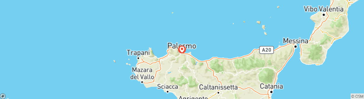 Kaart van 4 Daagse Zelf Rondleiding Palermo, Italië
