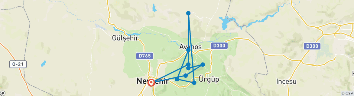 Karte mit der Reiseroute