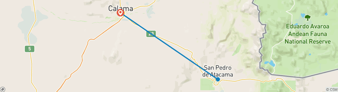 Image d'une carte montrant l'itinéraire du circuit