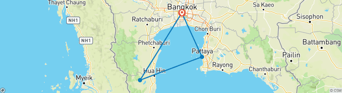 Image d'une carte montrant l'itinéraire du circuit