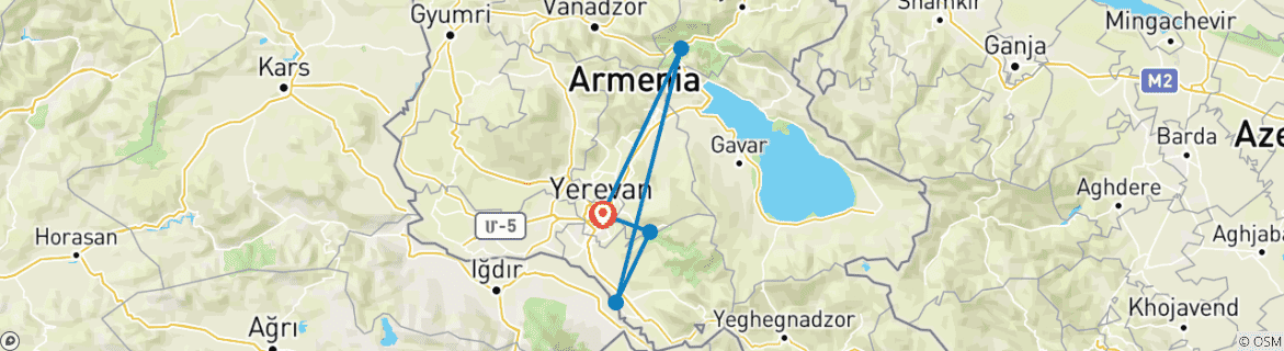 Image d'une carte montrant l'itinéraire du circuit