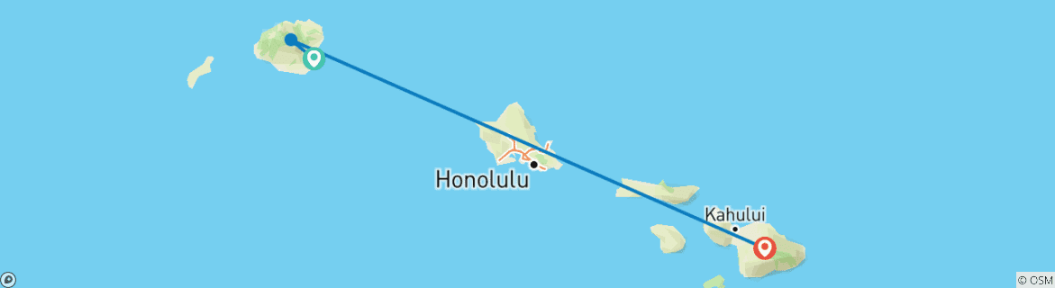 Carte du circuit Aloha Hawaii à la découverte de Kauai et Maui (de Lihue, HI à Maui, HI)