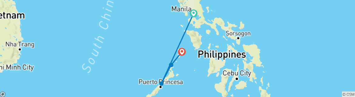 Karte mit der Reiseroute