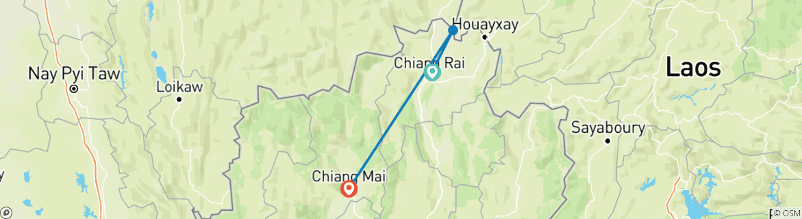 Carte du circuit 3 jours d'exploration à Chiang Rai : Temples, village Karen et Triangle d'Or
