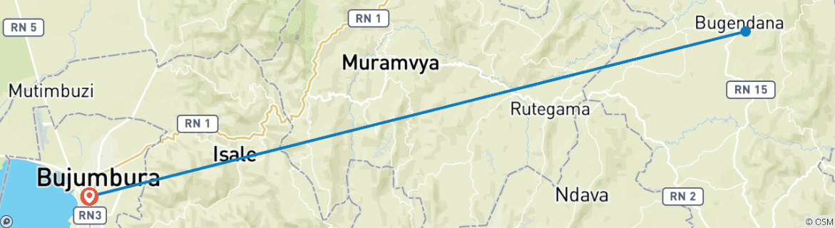 Foto van een kaart met de route van de rondreis