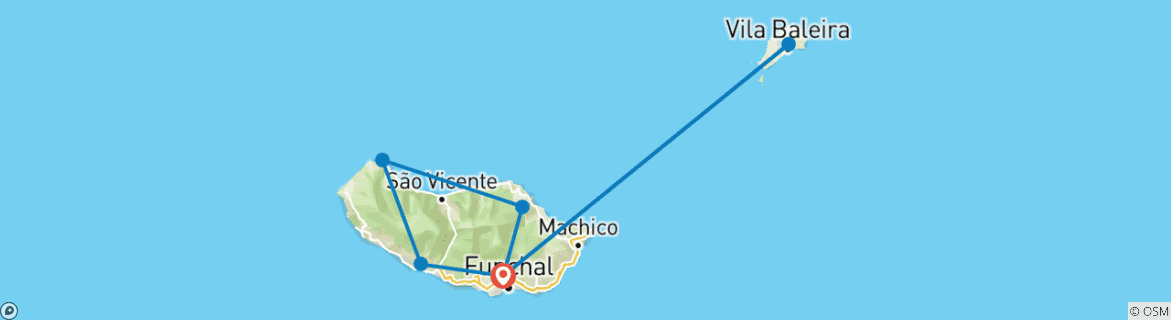 Carte du circuit Shopping sur les îles de Madère et Porto Santo : de la violence des volcans au secret des plages