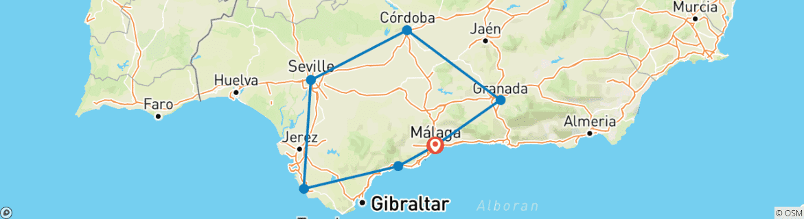 Carte du circuit Roadtrip Andalousie : Sentiers sauvages et plages dorées (27 destinations) (21 destinations)