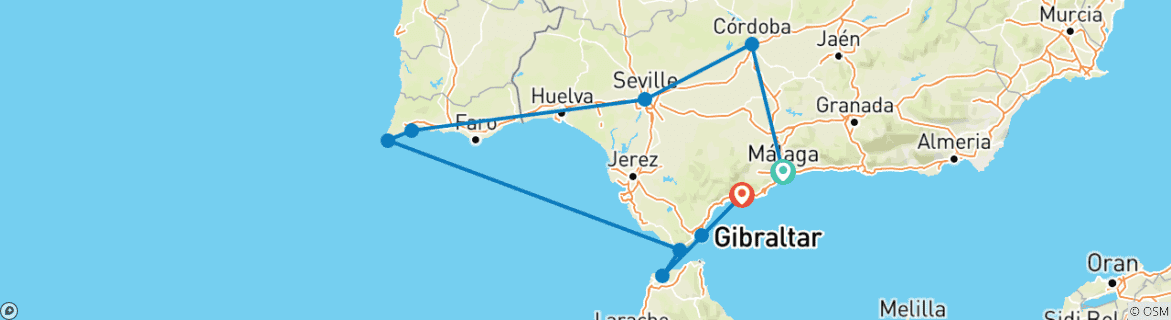 Carte du circuit Espagne, Portugal & Maroc : Roadtrip of Contrasts ! (from Malaga to Marbella)