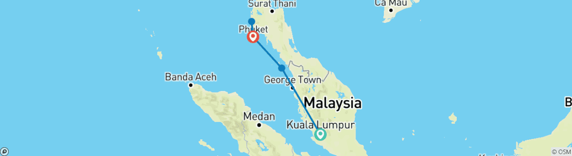 Carte du circuit Malaisie & Thaïlande : la jungle urbaine rencontre la brise d'océan