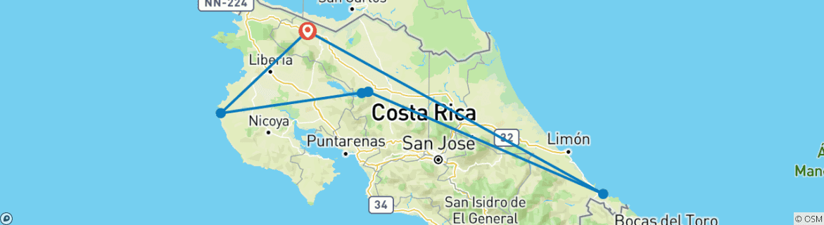 Image d'une carte montrant l'itinéraire du circuit